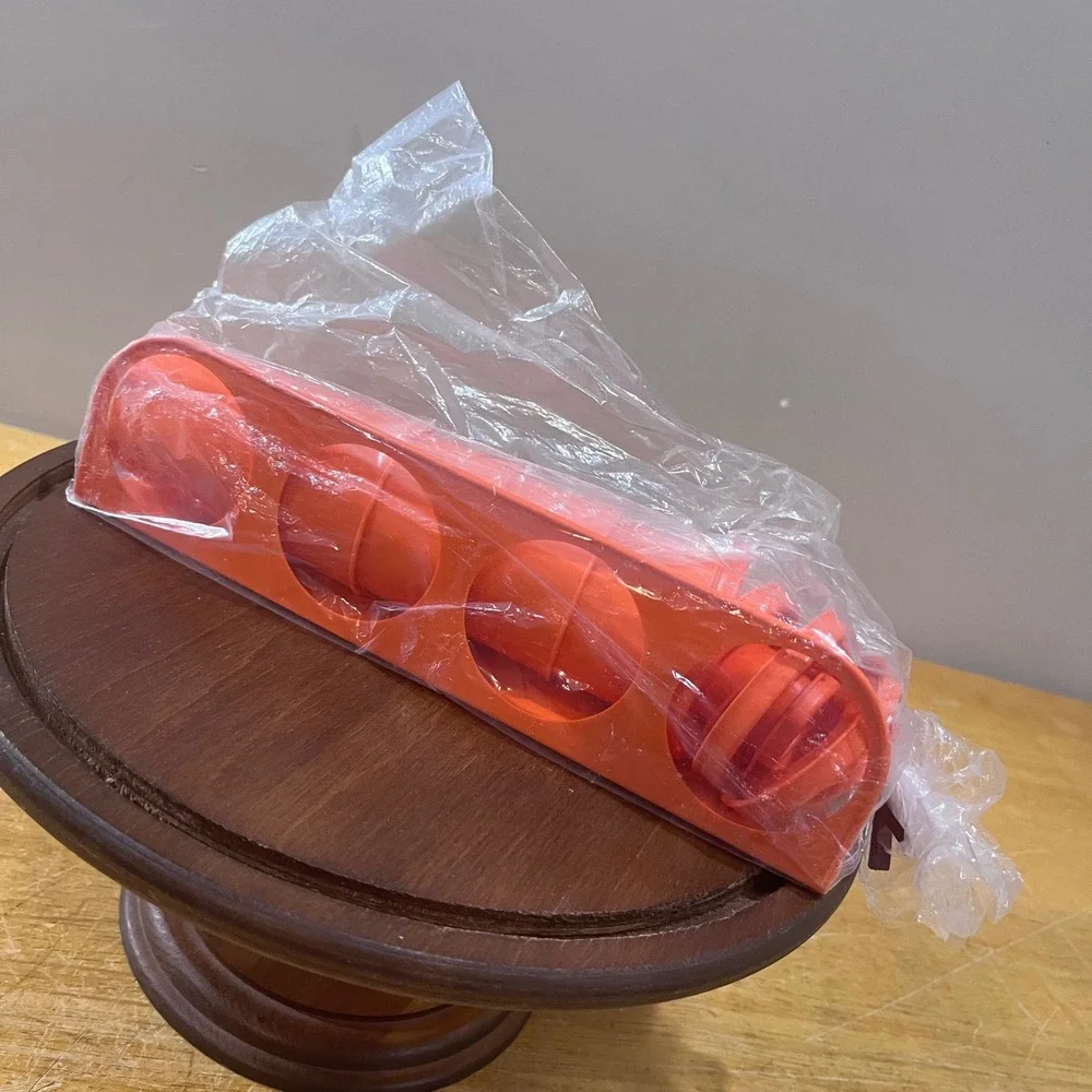 Vtg Tupperware Orange Spice Rack 4 Containers Lids Retro Mid Century Modern 70s
